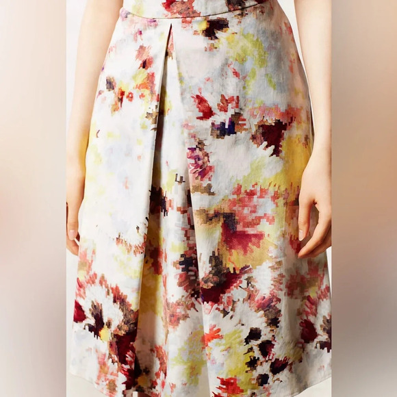 Anthropologie Hunter Bell NYC Kukka Digital Fit & Flare Dress Watercolor Size 6P - Picture 6 of 9